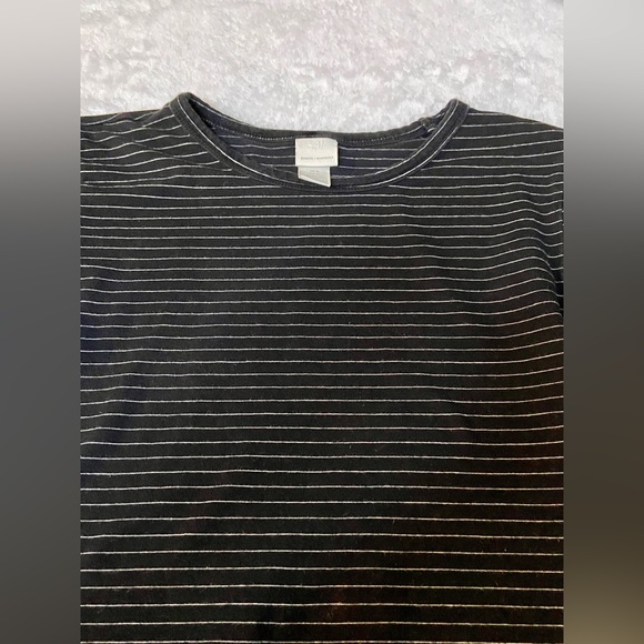 H&M Juniors Girls Black and White Striped Crew Neck Short Sleeve Tee T-Shirt - Picture 2 of 6